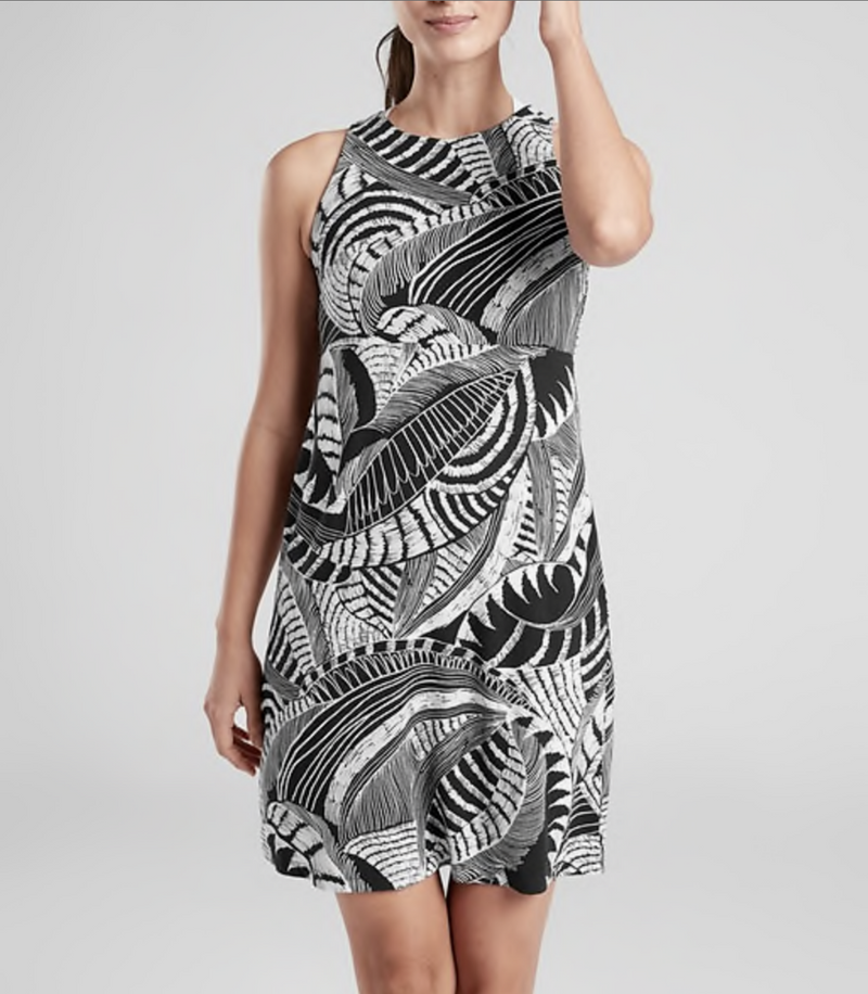 Athleta Black White Sleeveless Printed Santorini Dress