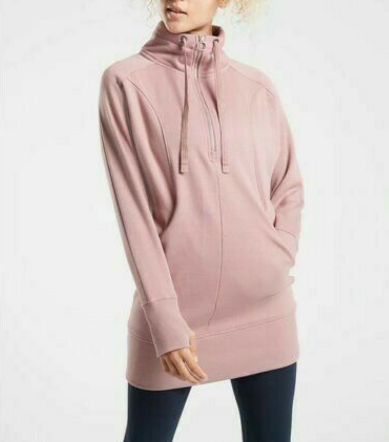 Athleta Mauve Long Sleeve Pockets 1/4 Zip Cozy Karma Dress