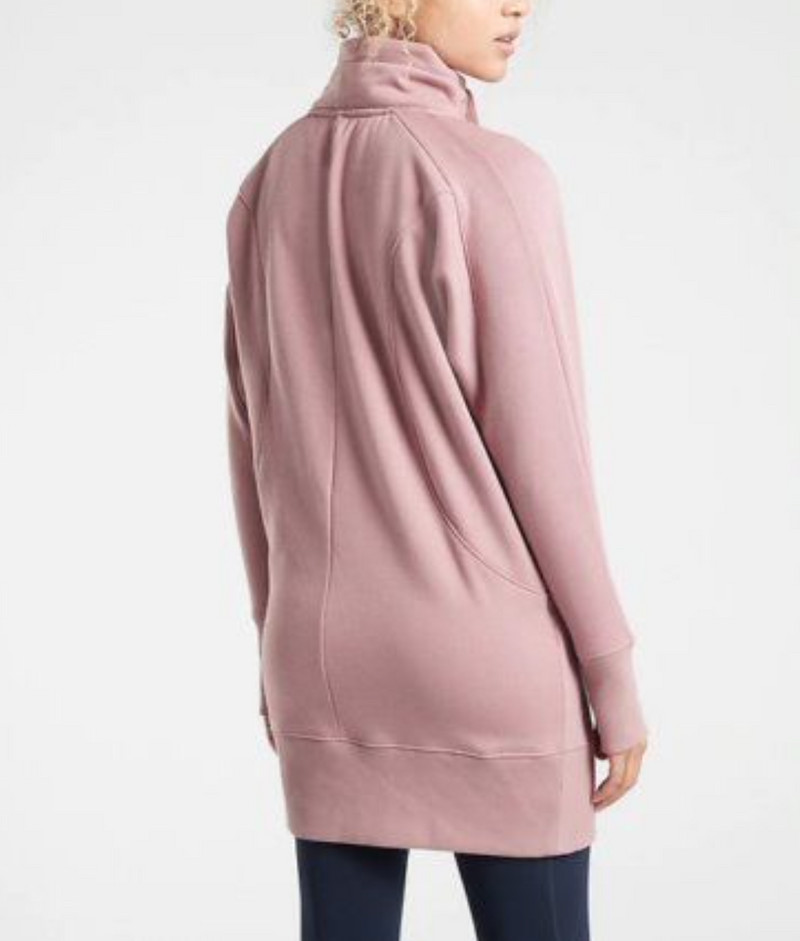Athleta Mauve Long Sleeve Pockets 1/4 Zip Cozy Karma Dress