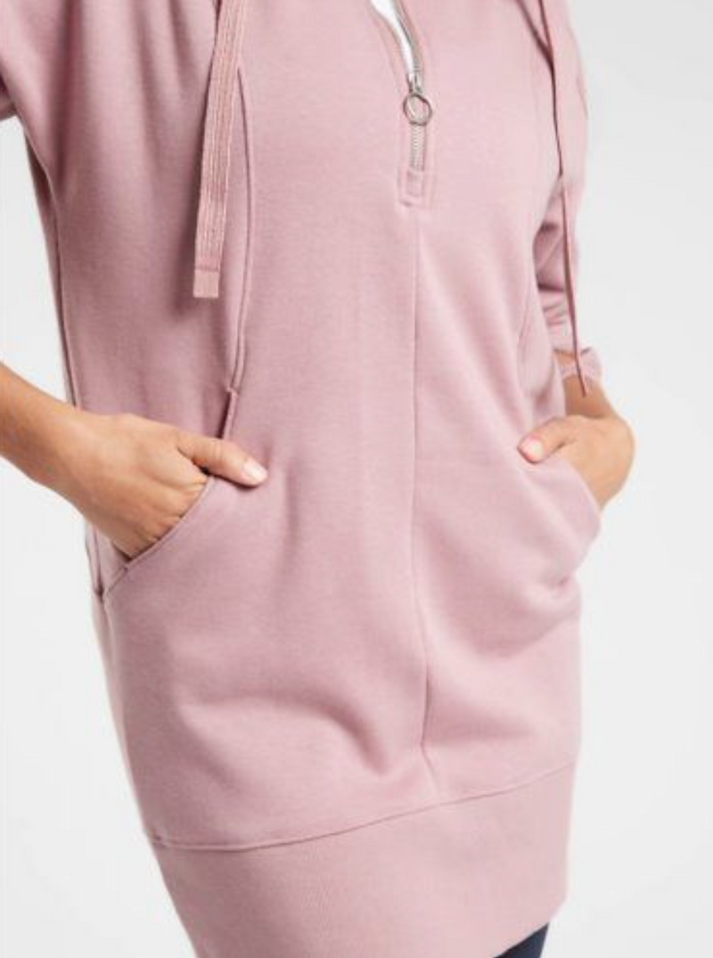 Athleta Mauve Long Sleeve Pockets 1/4 Zip Cozy Karma Dress