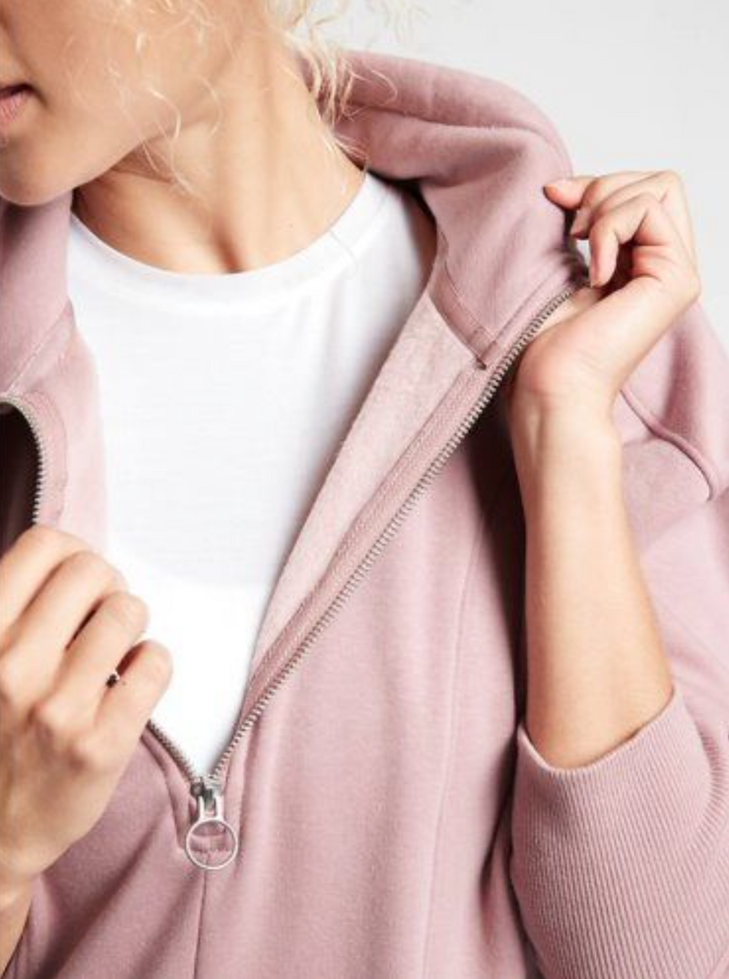 Athleta Mauve Long Sleeve Pockets 1/4 Zip Cozy Karma Dress