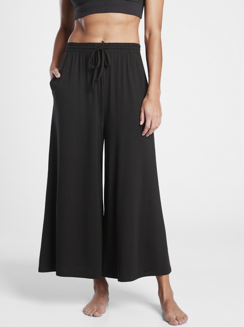 Athleta Black Nighttime Bliss Sleep Wide Leg Crop Pajama Pant