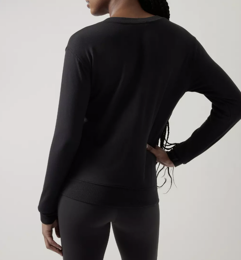 Athleta Black Long Sleeve Sunrise V-neck Sweatshirt