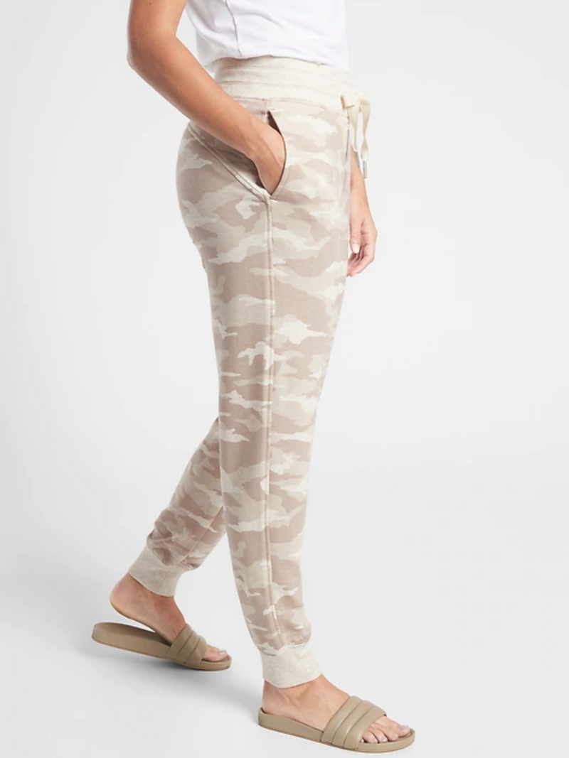 Athleta Camo Lux Oatmeal Heather Drawstring Waistband Balance Jogger