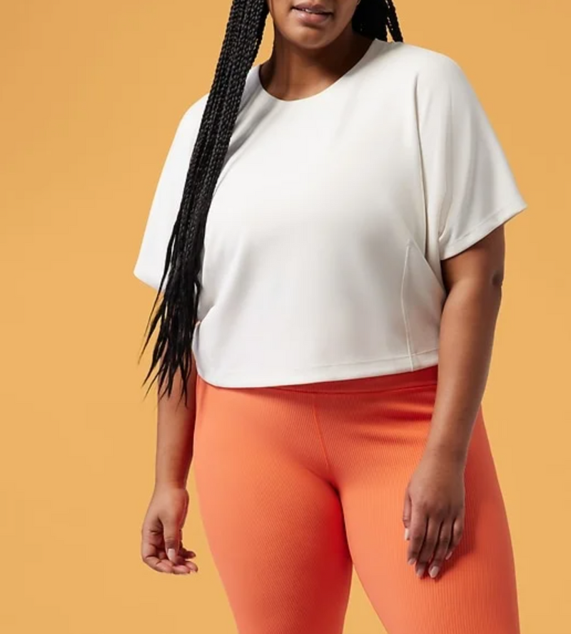 Athleta & Alicia Keys Cream Relaxed Crop Tee