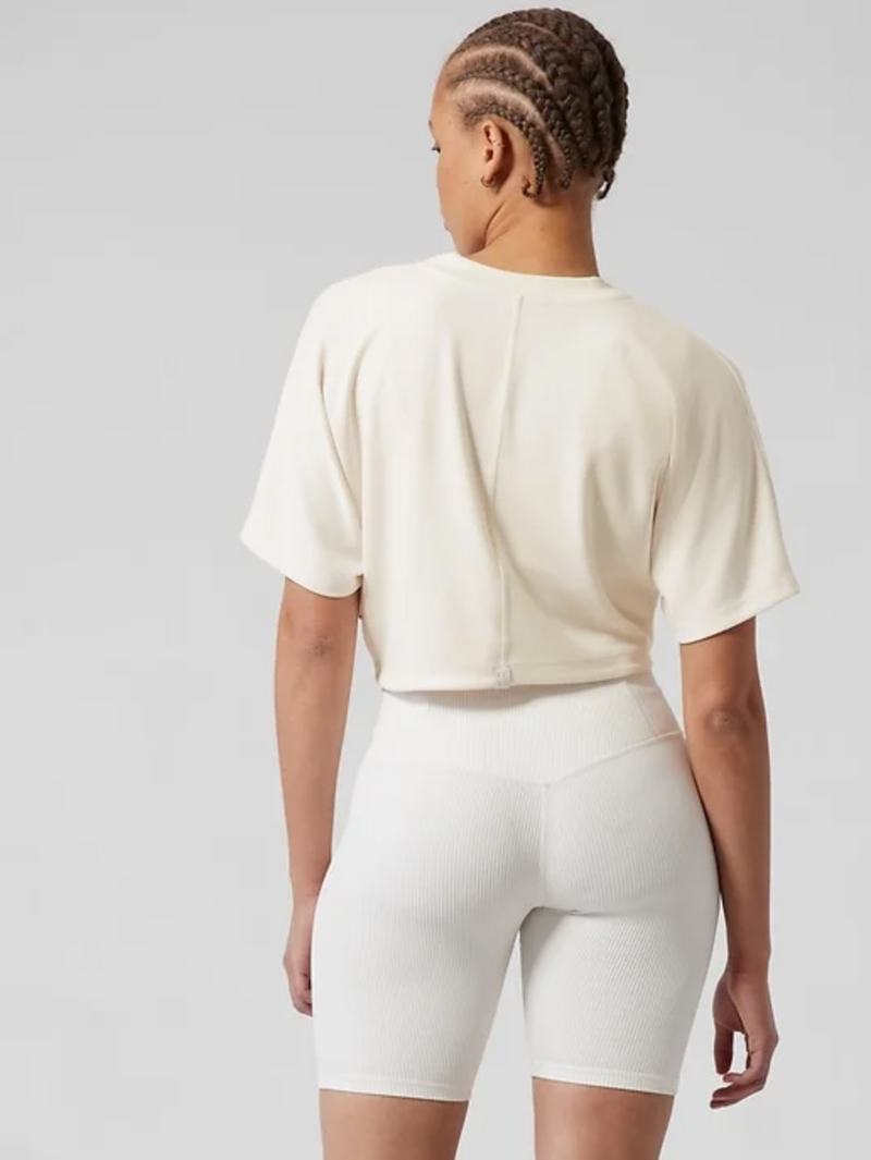 Athleta & Alicia Keys Cream Relaxed Crop Tee