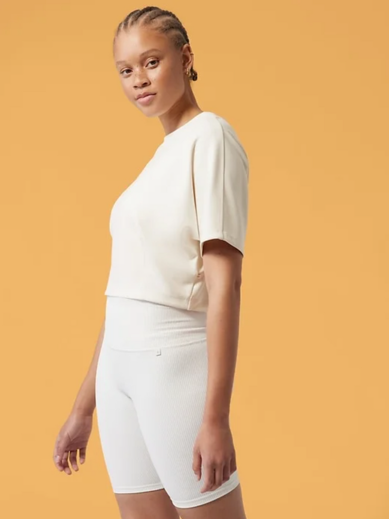Athleta & Alicia Keys Cream Relaxed Crop Tee