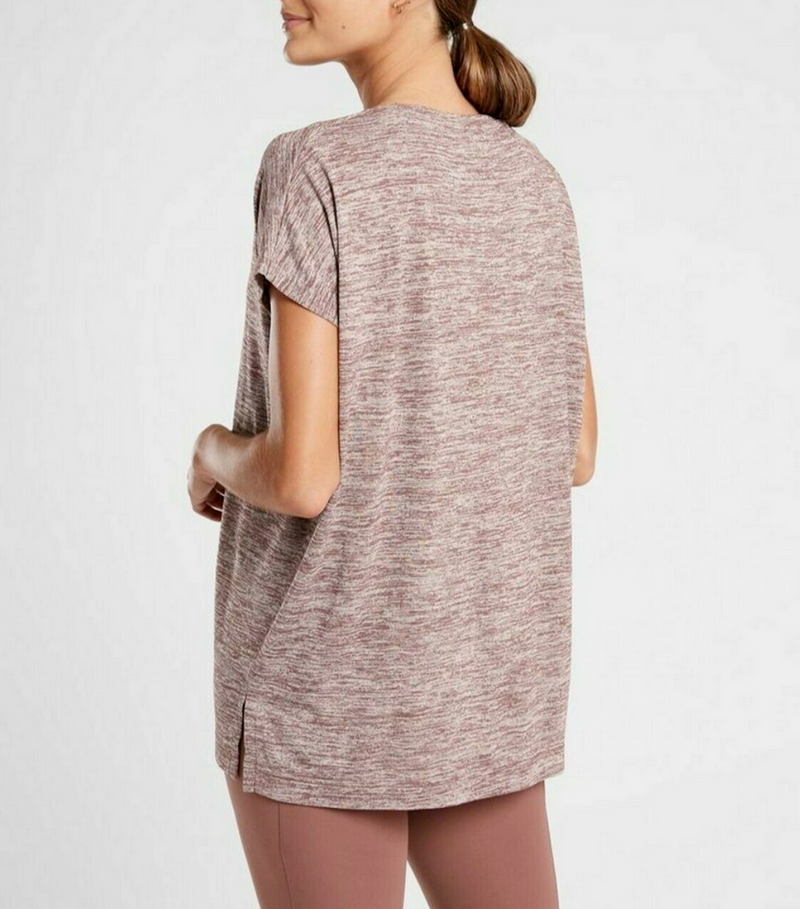 Athleta Brown Heather Scoop Short Sleeve Release Breezy Tee