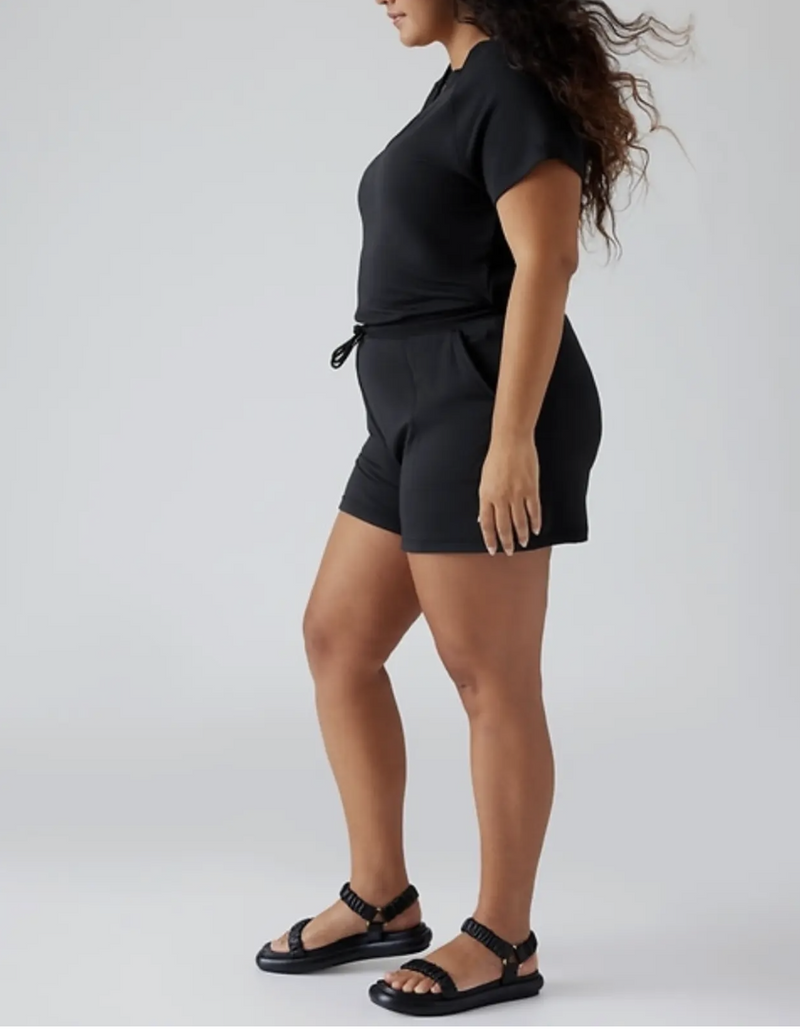 Athleta Black Short Sleeve Balance Romper