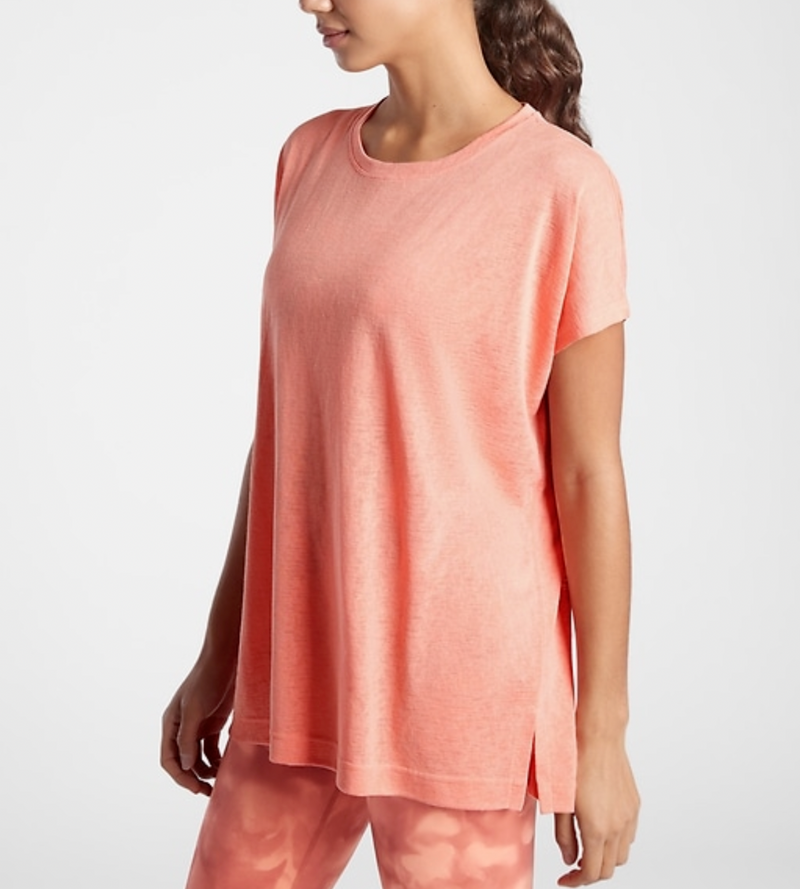 Athleta Island Coral Scoop Short Sleeve Release Breezy Tee