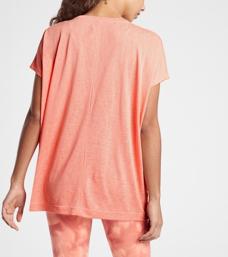 Athleta Island Coral Scoop Short Sleeve Release Breezy Tee