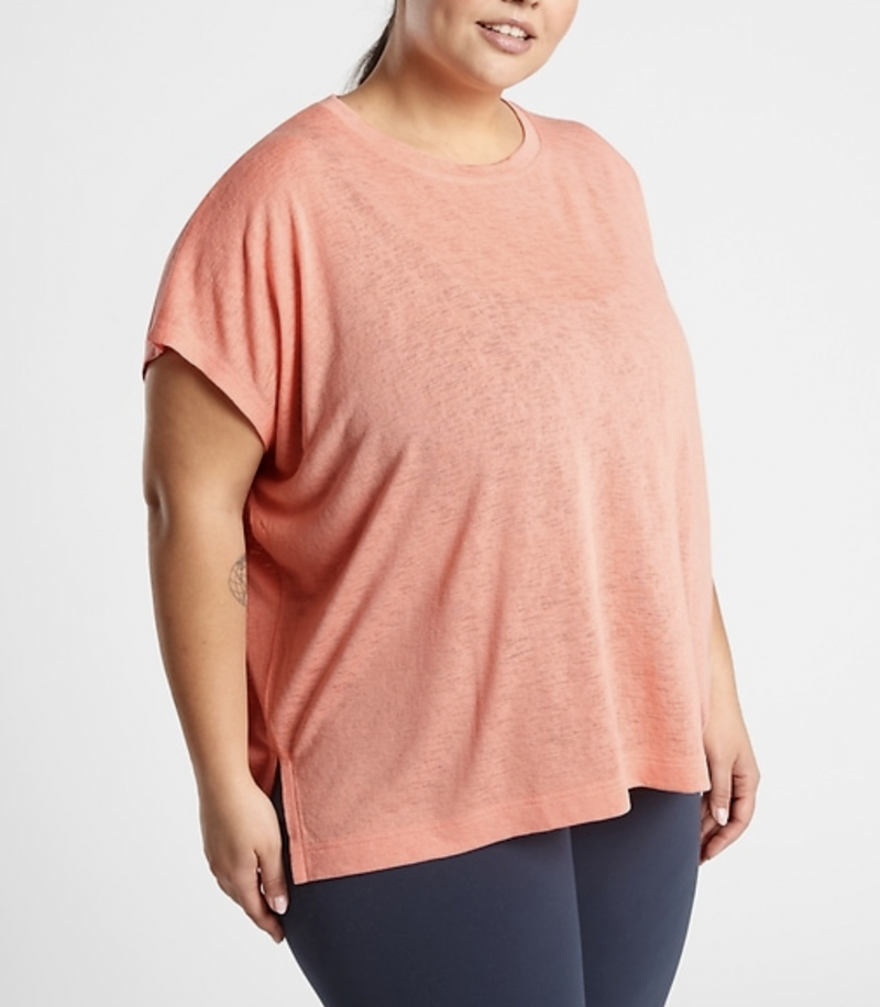 Athleta Island Coral Scoop Short Sleeve Release Breezy Tee