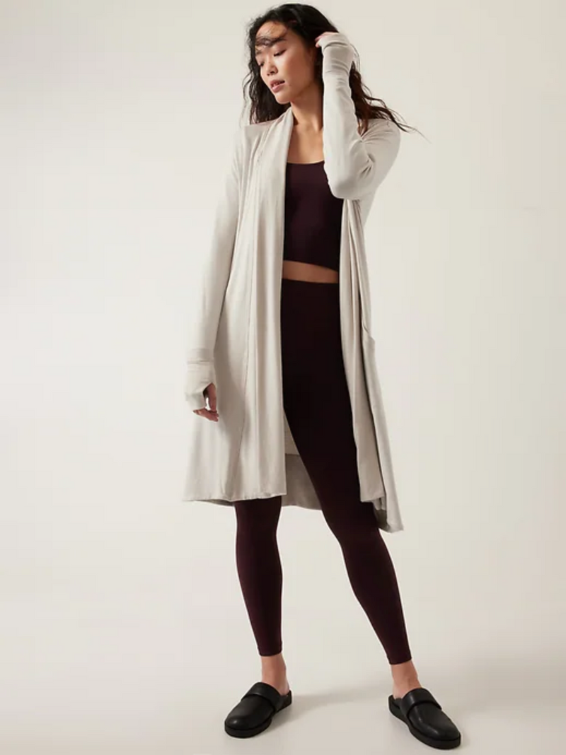Athleta Abalone Grey Nirvana Pranayama Long Wrap Cardigan