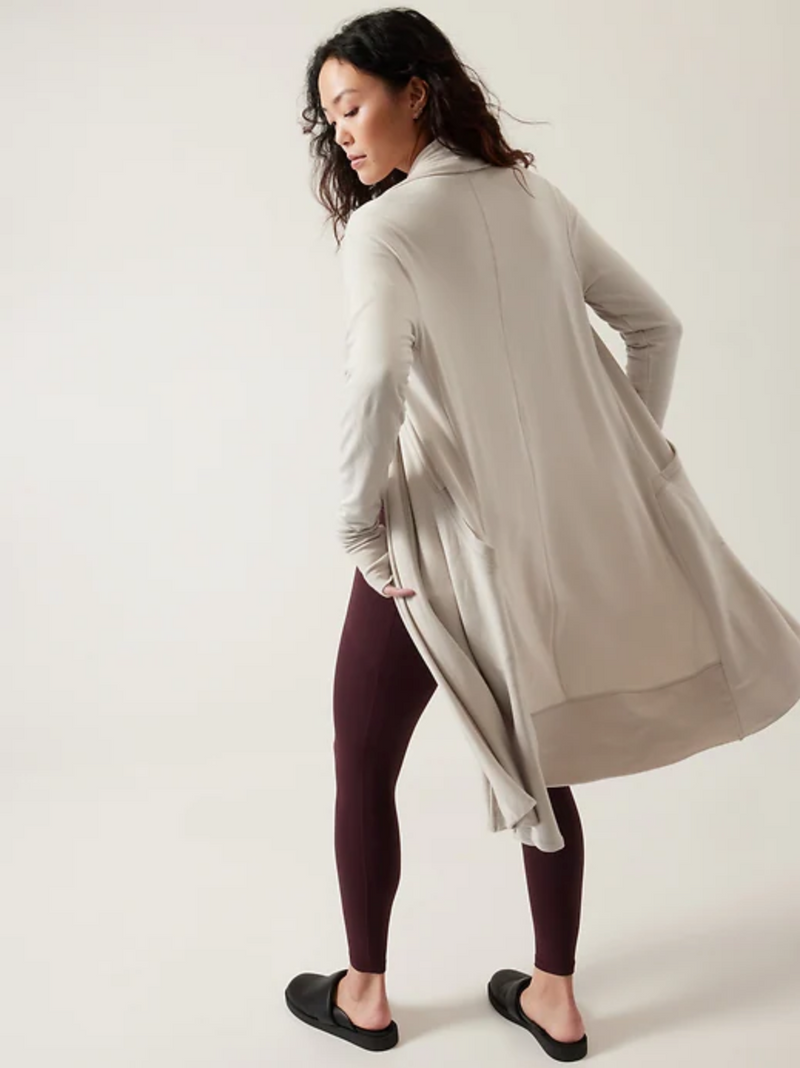 Athleta Abalone Grey Nirvana Pranayama Long Wrap Cardigan