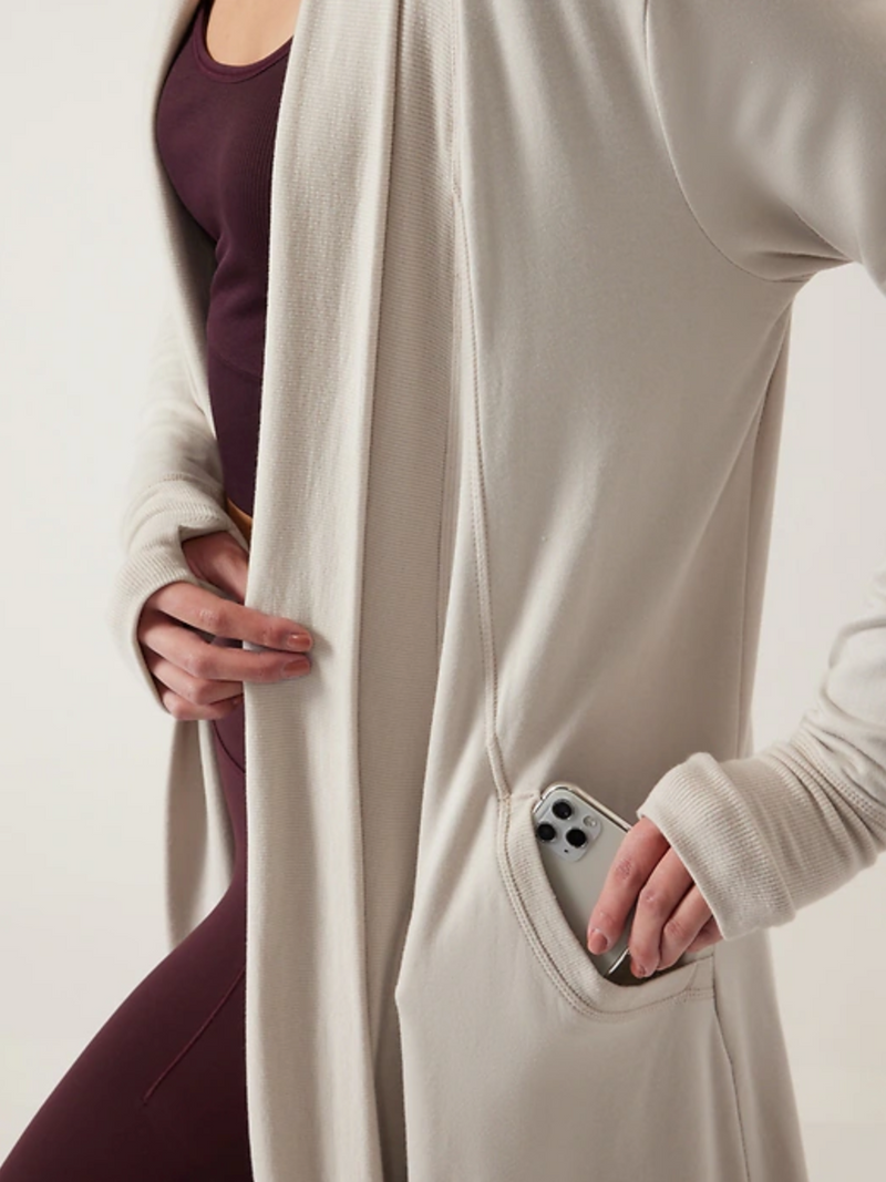 Athleta Abalone Grey Nirvana Pranayama Long Wrap Cardigan