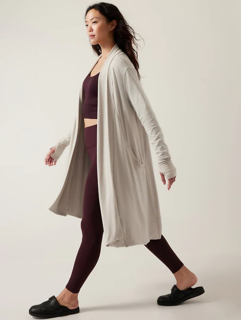 Athleta Abalone Grey Nirvana Pranayama Long Wrap Cardigan