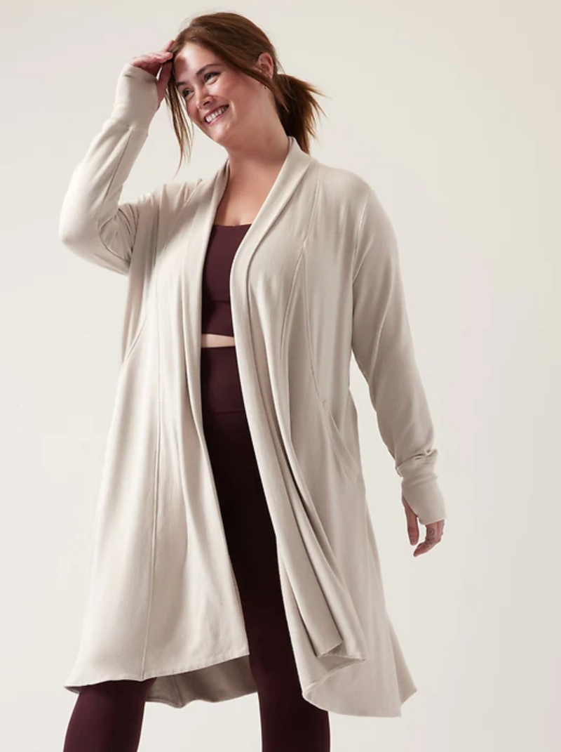 Athleta Abalone Grey Nirvana Pranayama Long Wrap Cardigan