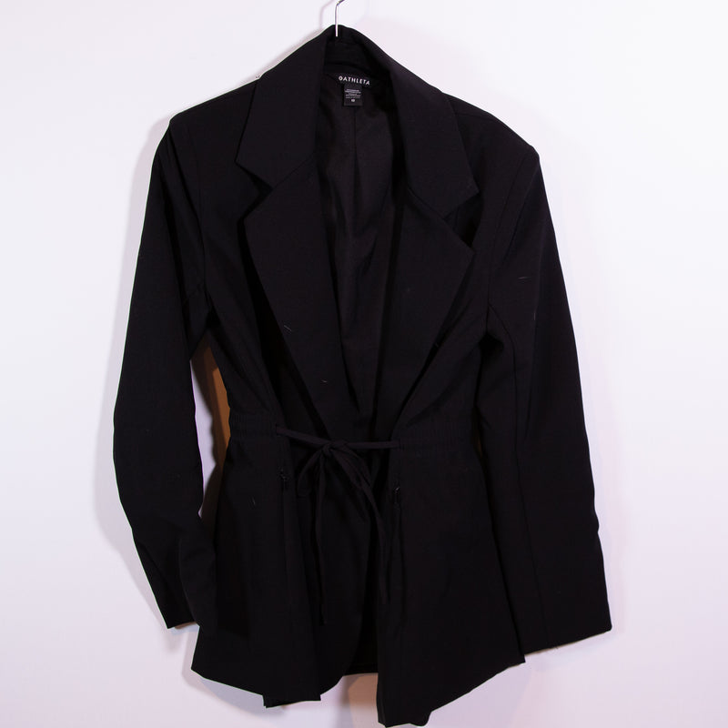 Athleta Women's Endless Cinch Waist Tie Front Blazer Jacket Solid Black 10