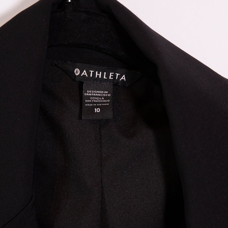Athleta Women's Endless Cinch Waist Tie Front Blazer Jacket Solid Black 10