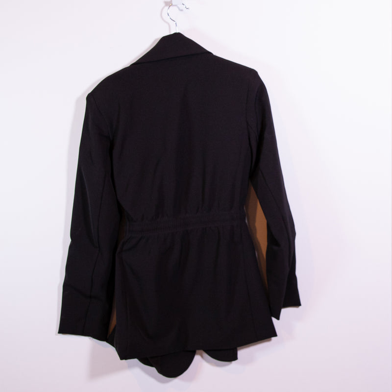 Athleta Women's Endless Cinch Waist Tie Front Blazer Jacket Solid Black 10