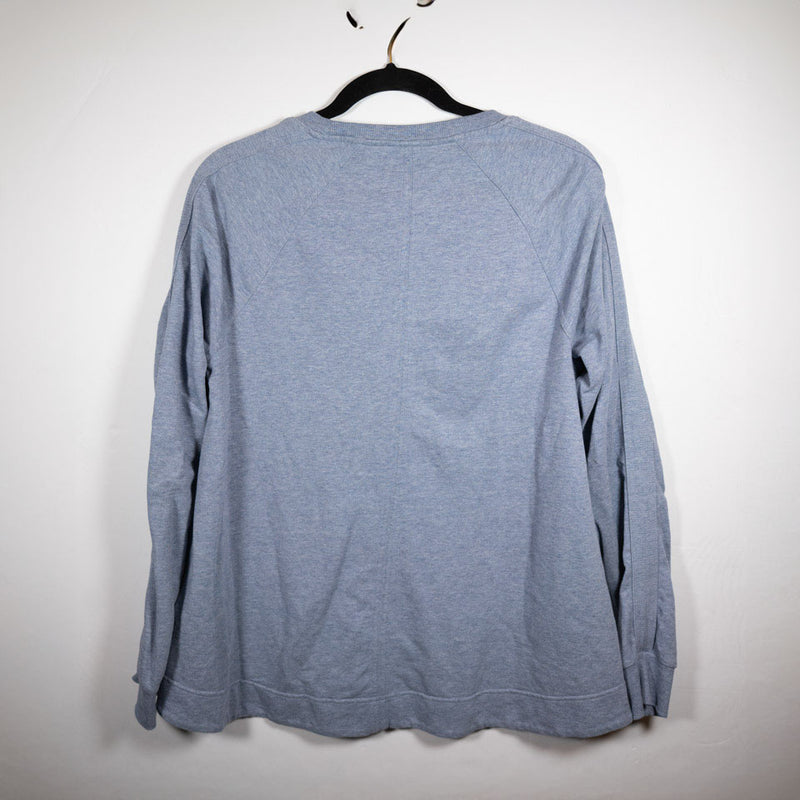 Athleta Farallon Swing Blue Heather Cotton Stretch Crew Neck Pullover Sweatshirt