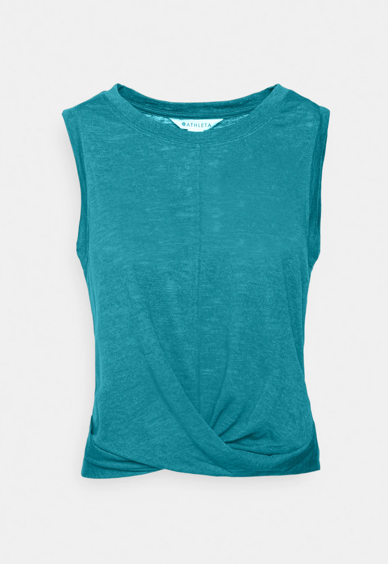 Athleta Borealis Green Sleeveless Breezy Twist Tank Top