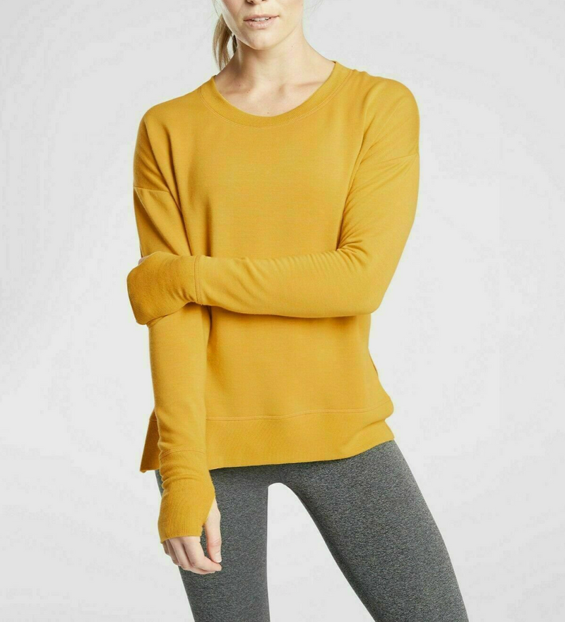 Athleta Solid Orange Soft Coaster Luxe Sweatshirt