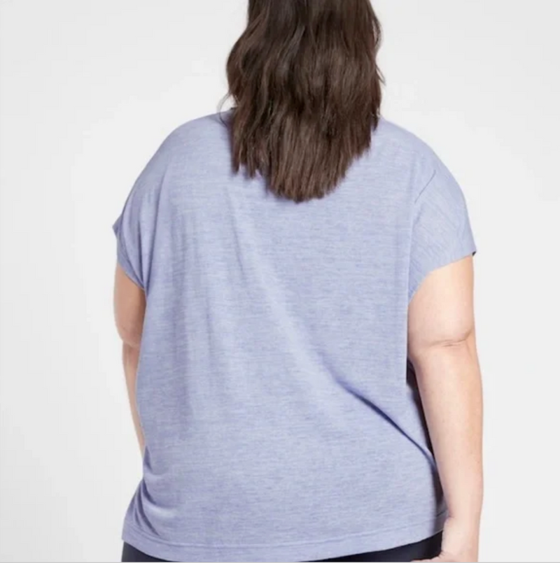 Athleta Periwinkle Heather Scoop Short Sleeve Release Breezy Tee