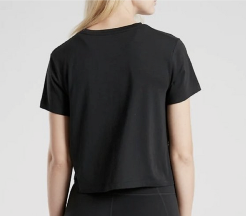 Athleta Black Limitless Graphic Short Sleeve Organic Daily Crop Tee Top