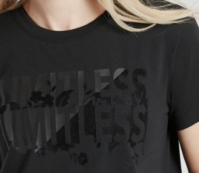 Athleta Black Limitless Graphic Short Sleeve Organic Daily Crop Tee Top