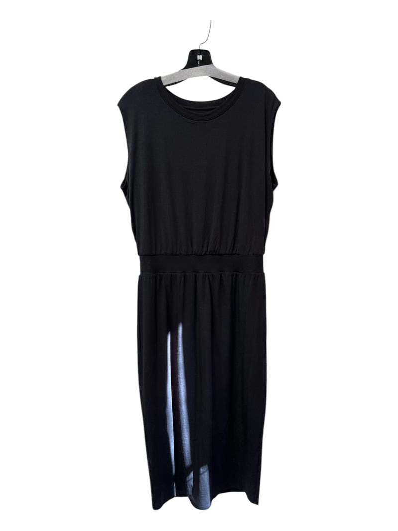 Athleta Size M Black Modal Round Neck Sleeveless Elastic Waist Back Slit Dress