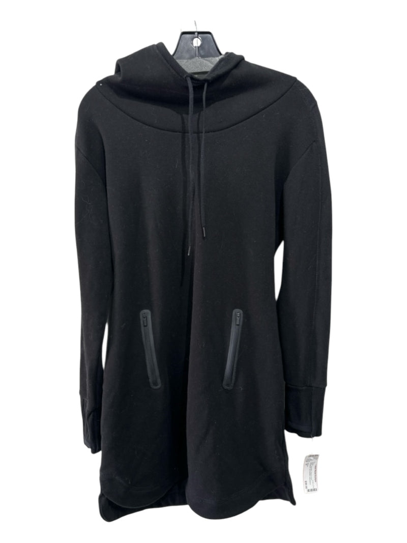 Athleta Size M Black Polyester Fleece Lined Sweatshirt Zip Pockets Dress