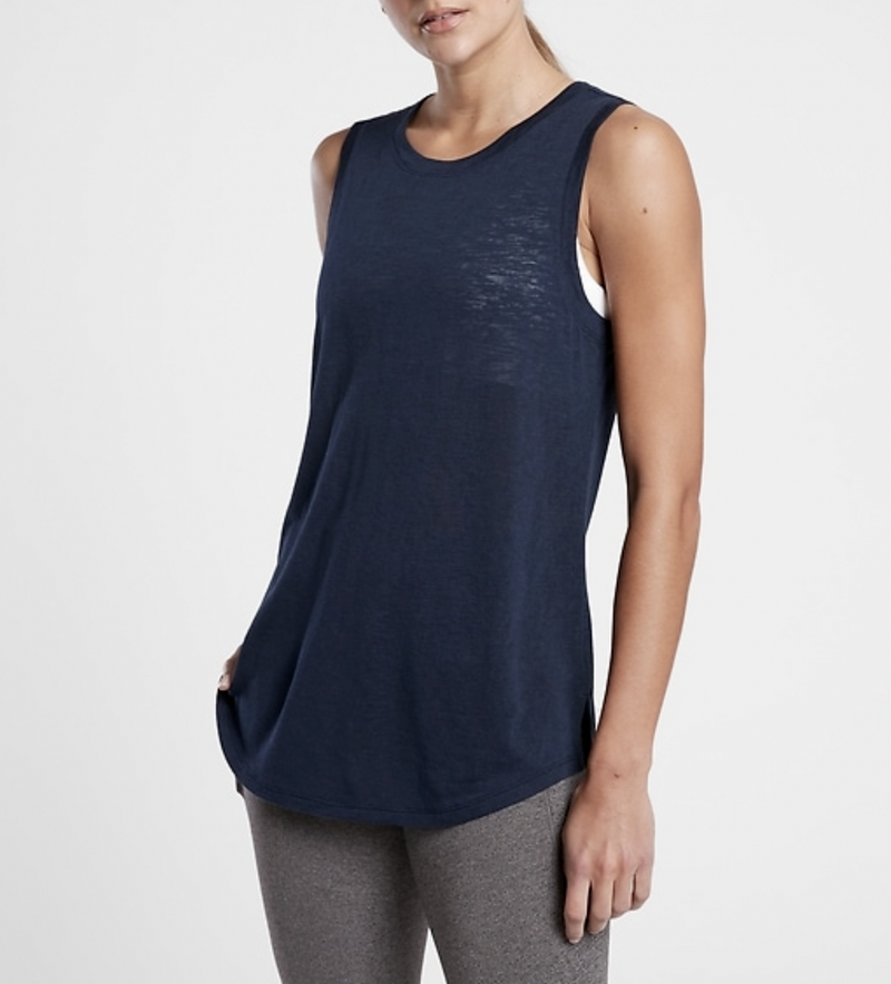 Athleta Navy Sleeveless Breezy Top Tank