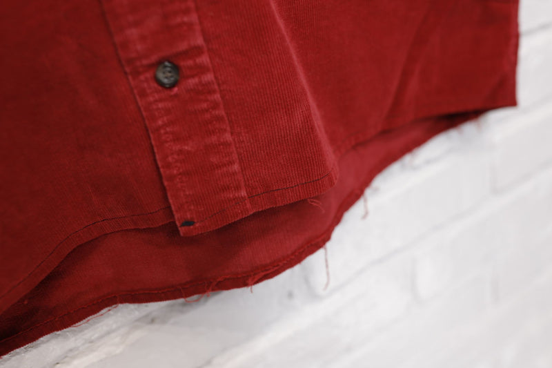 LL Bean Vintage Red Corduroy Shirt Large 2000s