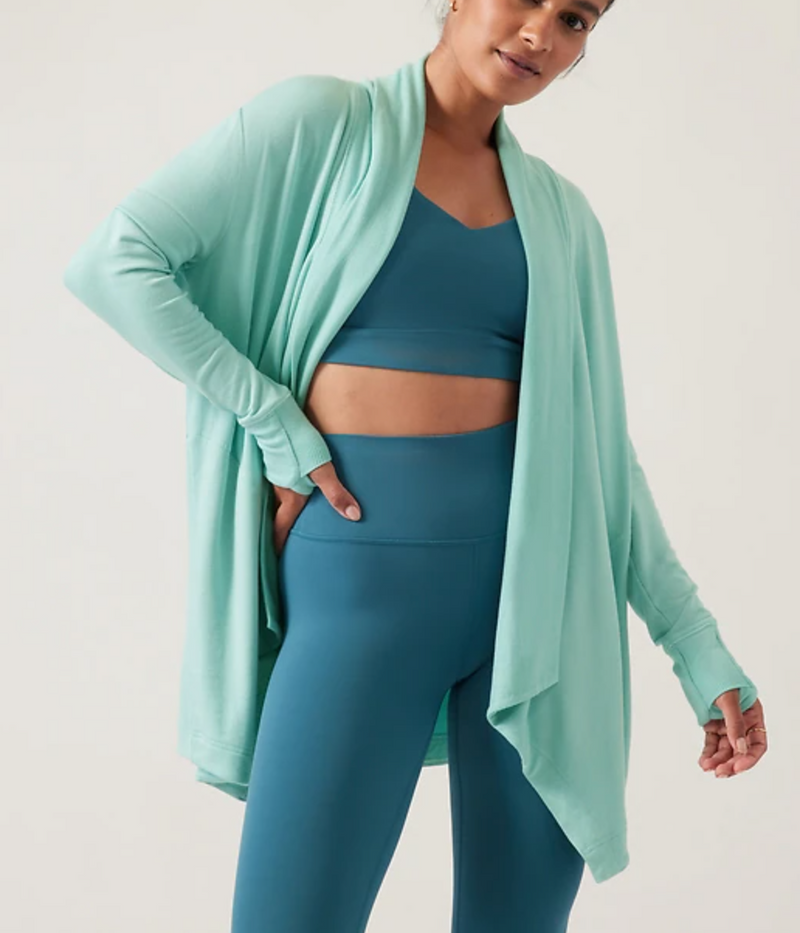 Athleta Reef Green Nirvana Pranayama Restore Wrap Cardigan