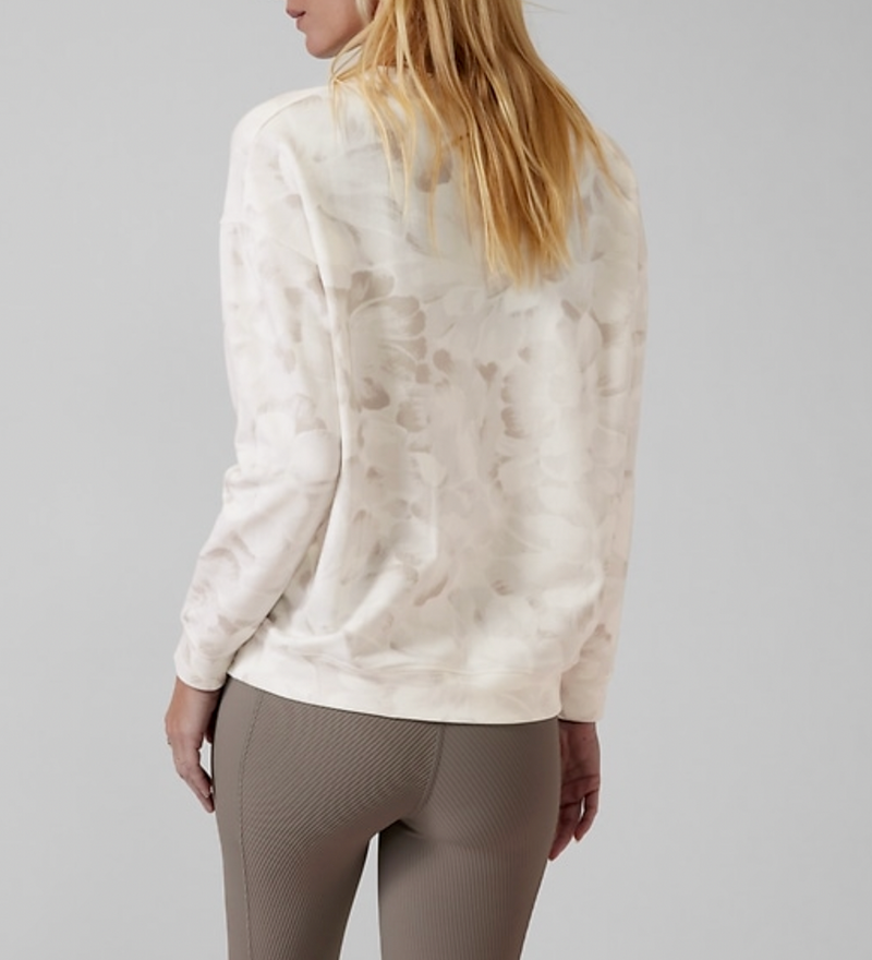 Athleta Chakra Floral Bluff Grey Long Sleeve Balance Printed Pullover Sweatshirt