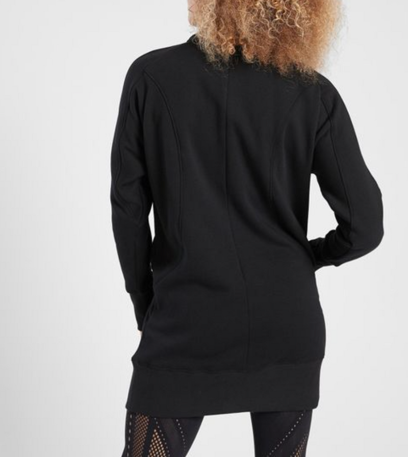 Athleta Black Long Sleeve Pockets 1/4 Zip Cozy Karma Dress