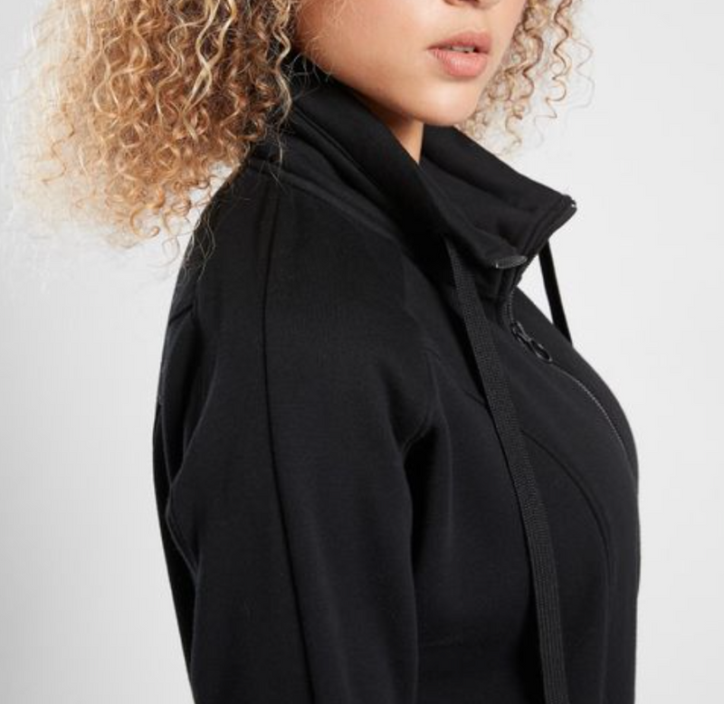 Athleta Black Long Sleeve Pockets 1/4 Zip Cozy Karma Dress