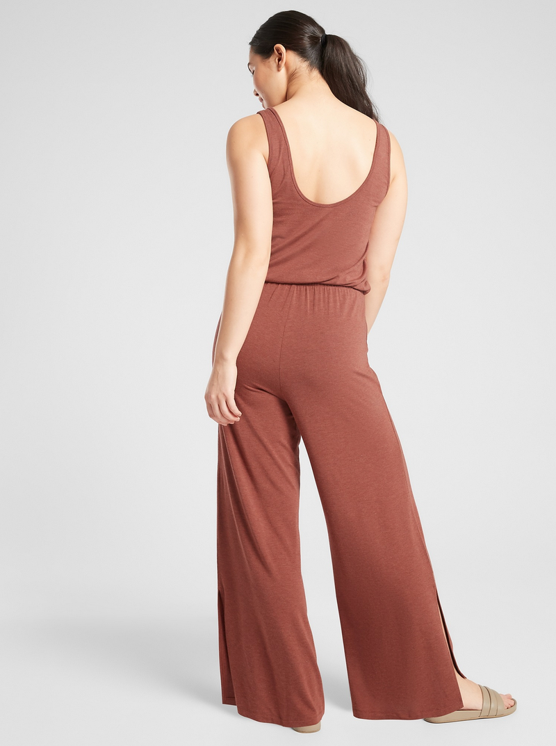 Athleta Heather Rusty Brown UPF 50+ Wide Leg Pants Coastal Romper Jumpsuit