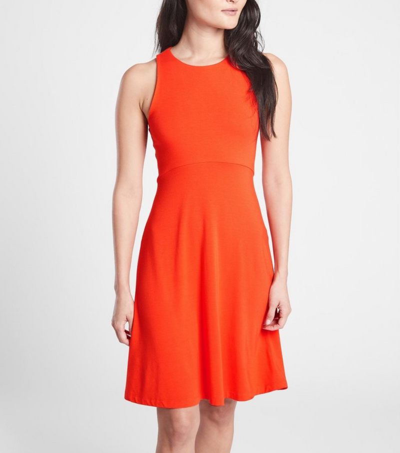 Athleta Orange Red Sleeveless Santorini Thera Dress