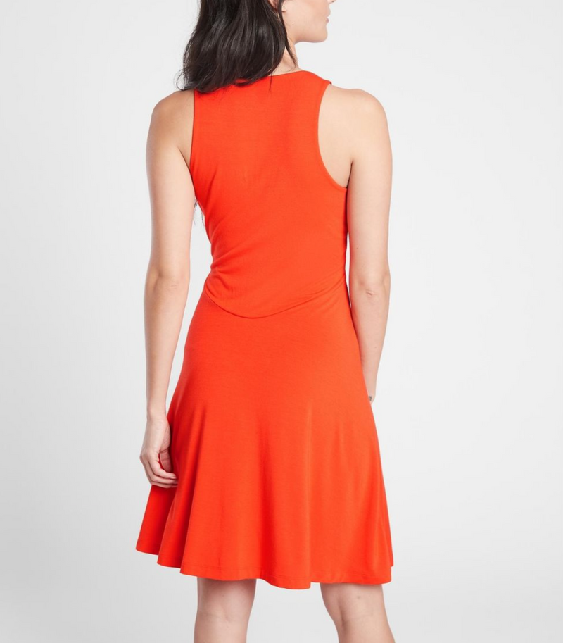 Athleta Orange Red Sleeveless Santorini Thera Dress