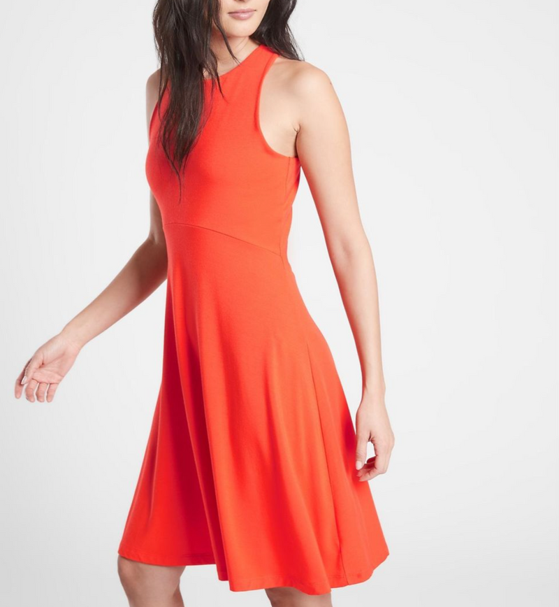 Athleta Orange Red Sleeveless Santorini Thera Dress
