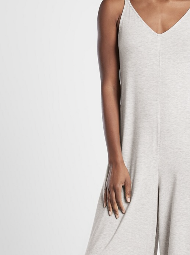 Athleta Heather Grey Night Time Bliss Sleep V-neck Romper