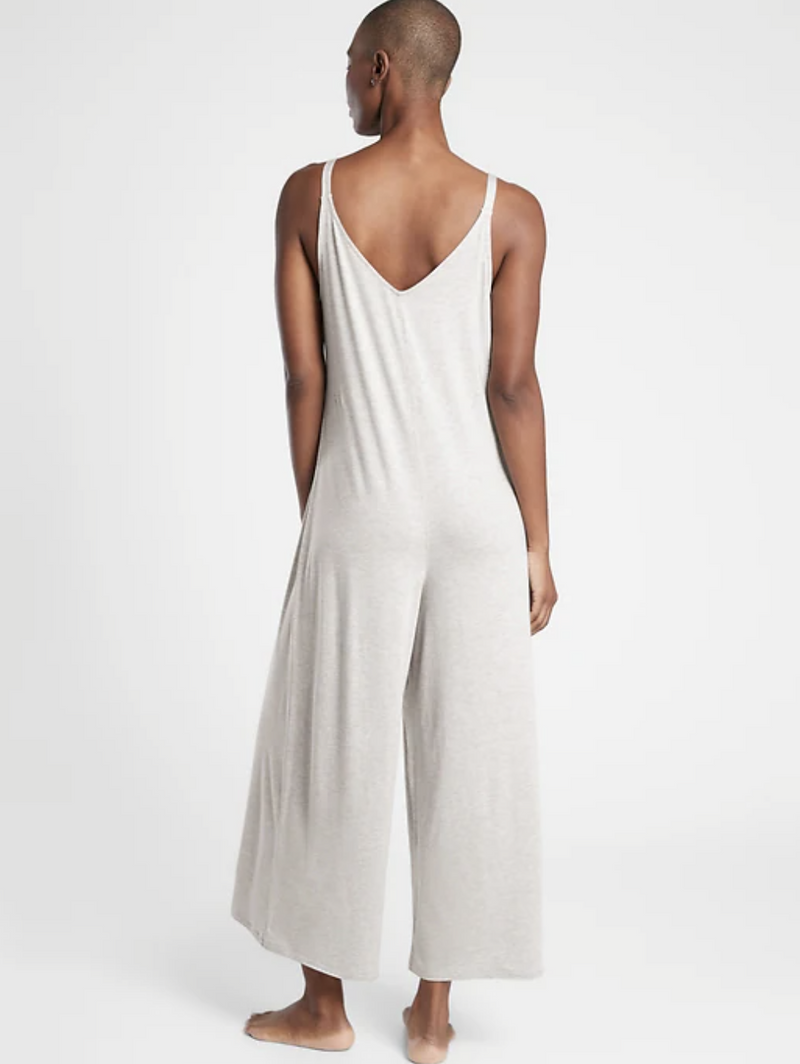 Athleta Heather Grey Night Time Bliss Sleep V-neck Romper