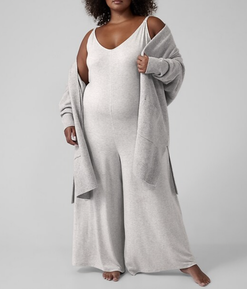 Athleta Heather Grey Night Time Bliss Sleep V-neck Romper