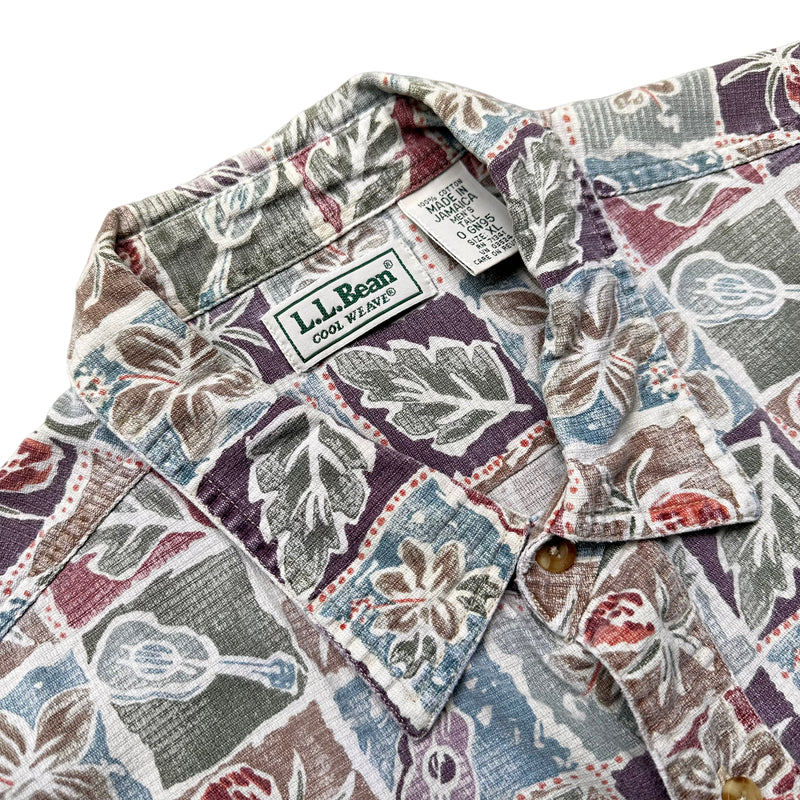 LL Bean cool weave leaf print shirt XL