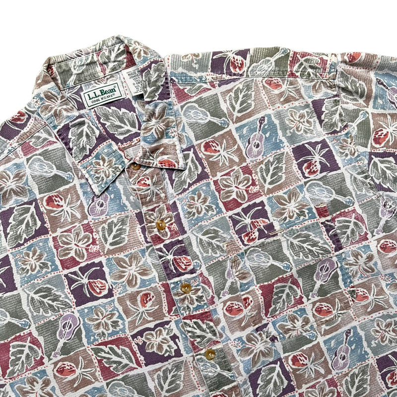 LL Bean cool weave leaf print shirt XL