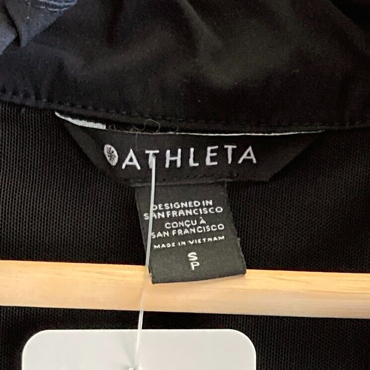 S - Athleta Black Advantage Poplin Zip Neck Tunic Shirt Top 0824AT