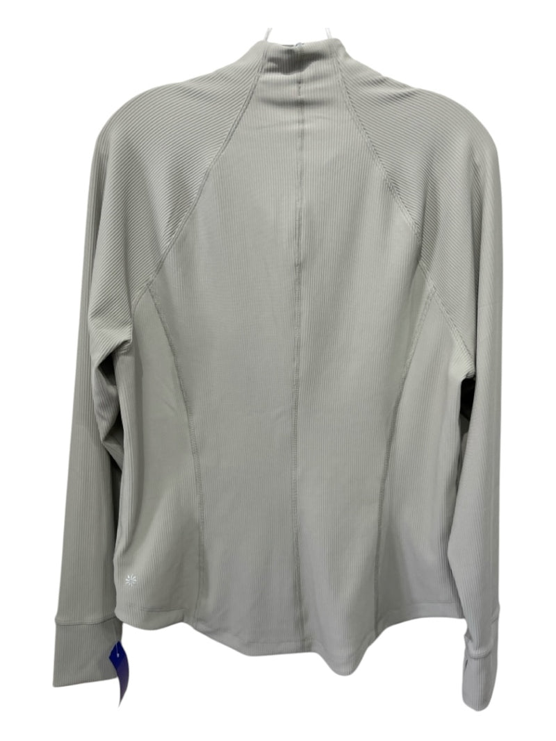 Athleta Size XL Taupe Gray Polyester Ribbed Zip Mock Neck Long Sleeve Jacket