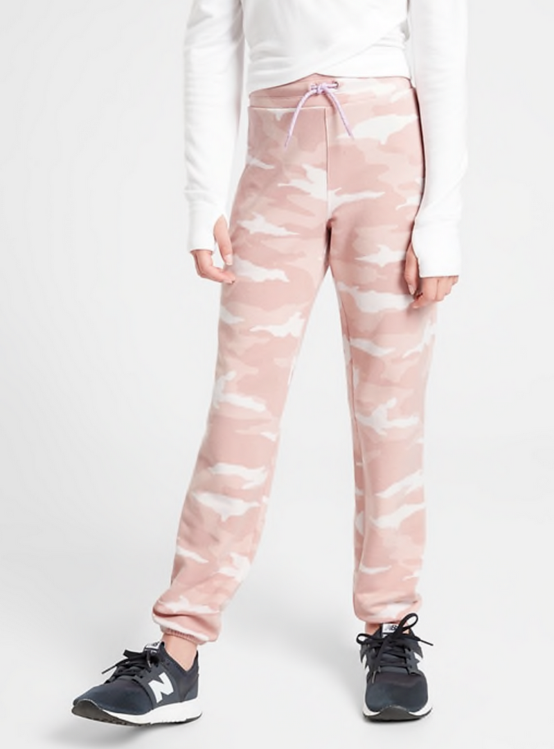Athleta Girl Takin' It Easy Pink Camo Side Zip Pockets Jogger